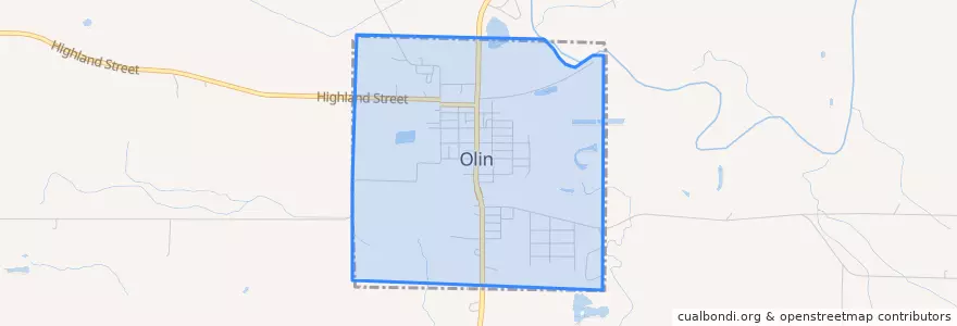 Mapa de ubicacion de Olin.
