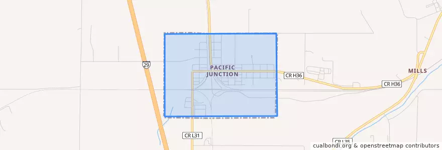 Mapa de ubicacion de Pacific Junction.