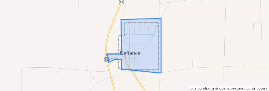 Mapa de ubicacion de Defiance.
