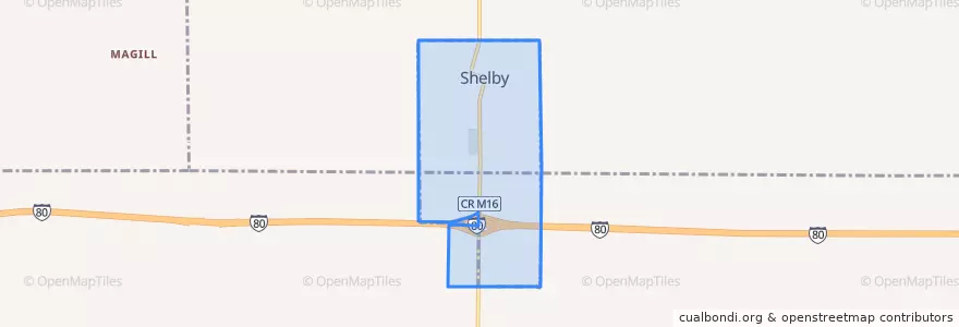 Mapa de ubicacion de Shelby.