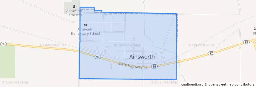 Mapa de ubicacion de Ainsworth.