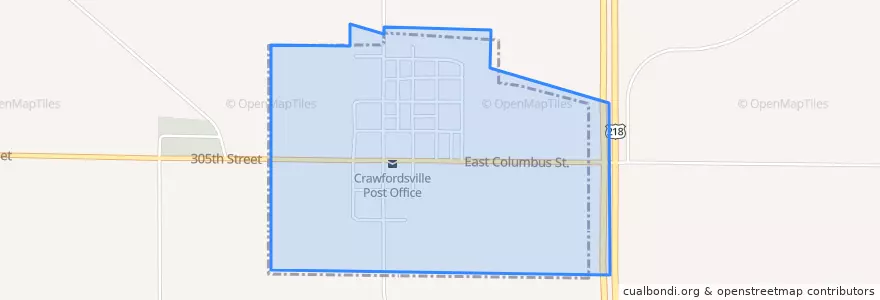 Mapa de ubicacion de Crawfordsville.