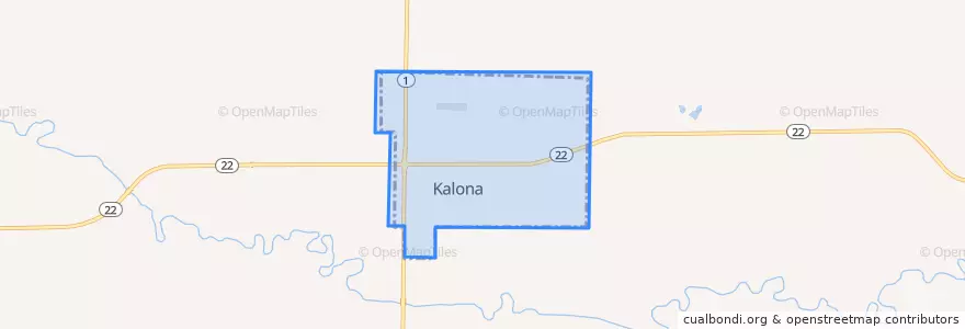 Mapa de ubicacion de Kalona.