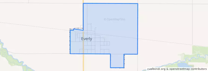Mapa de ubicacion de Everly.