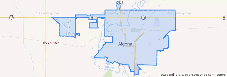 Mapa de ubicacion de Algona.