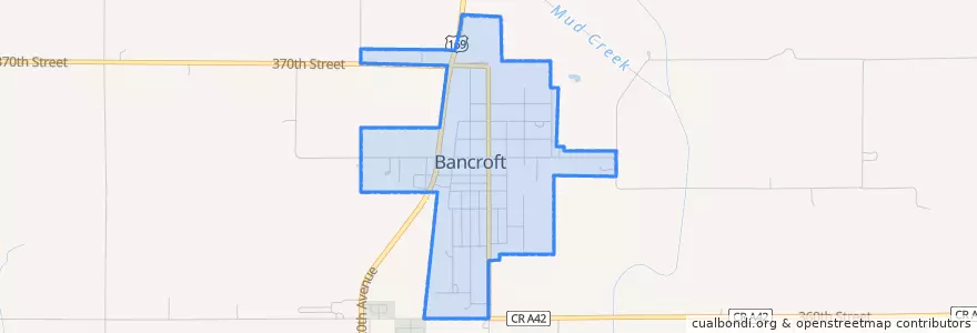 Mapa de ubicacion de Bancroft.