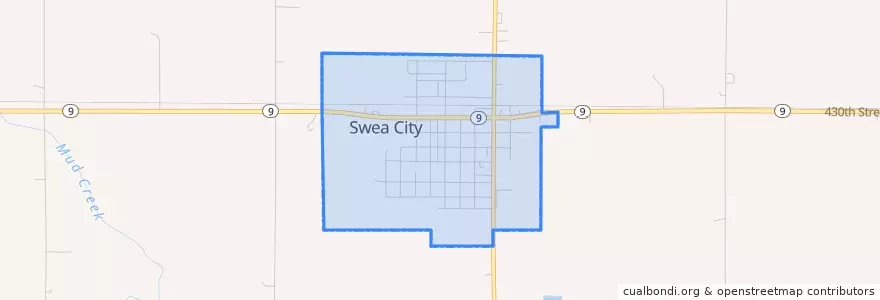 Mapa de ubicacion de Swea City.