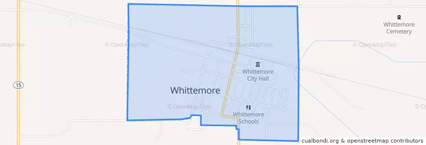 Mapa de ubicacion de Whittemore.