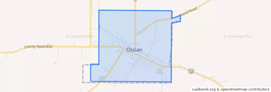 Mapa de ubicacion de Ossian.