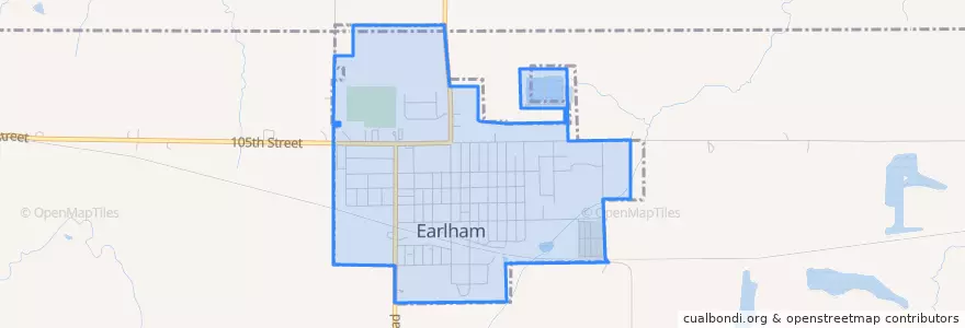 Mapa de ubicacion de Earlham.