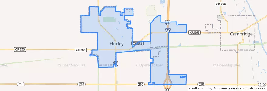 Mapa de ubicacion de Huxley.