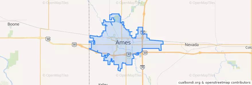 Mapa de ubicacion de Ames.