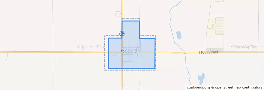 Mapa de ubicacion de Goodell.