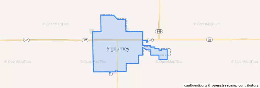 Mapa de ubicacion de Sigourney.