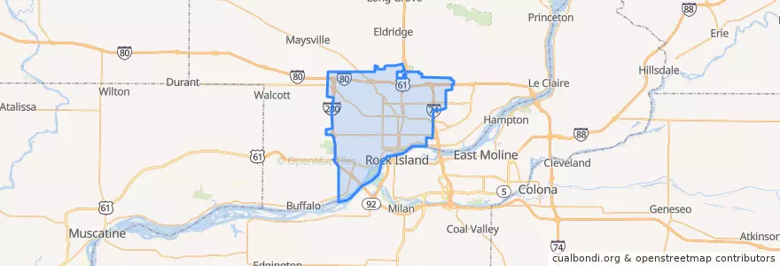 Mapa de ubicacion de Davenport.