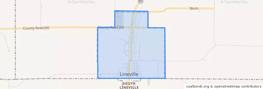 Mapa de ubicacion de Lineville.