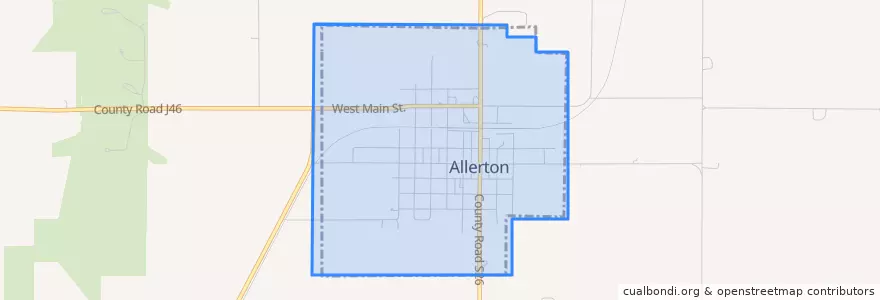 Mapa de ubicacion de Allerton.