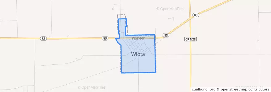 Mapa de ubicacion de Wiota.