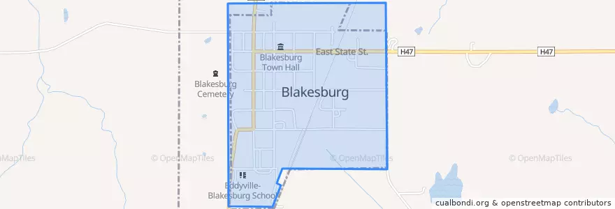 Mapa de ubicacion de Blakesburg.