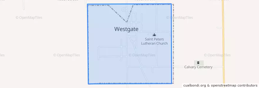 Mapa de ubicacion de Westgate.