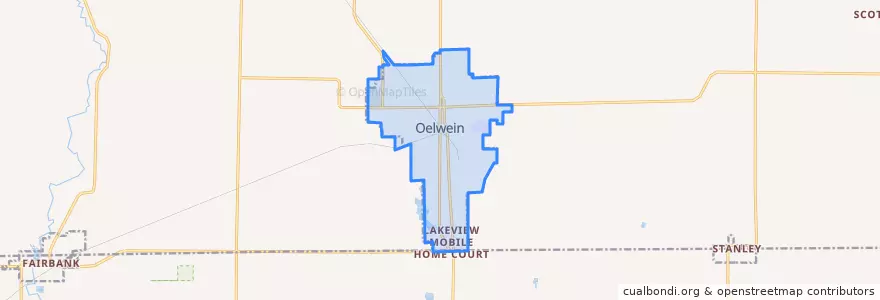 Mapa de ubicacion de Oelwein.