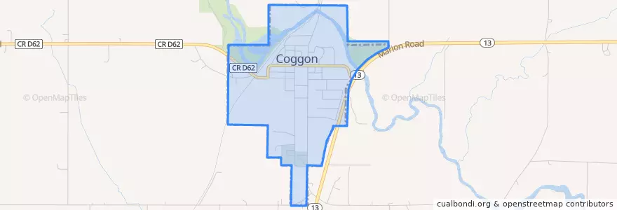 Mapa de ubicacion de Coggon.