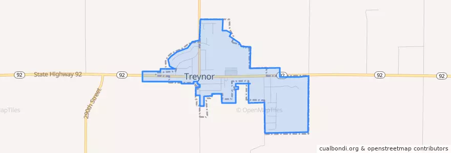 Mapa de ubicacion de Treynor.