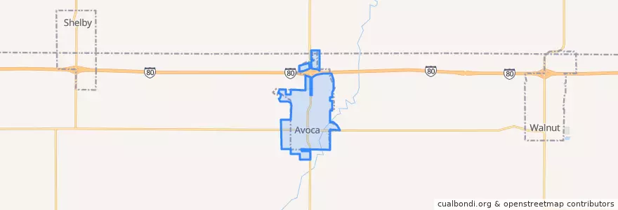 Mapa de ubicacion de Avoca.