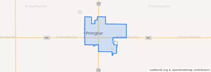 Mapa de ubicacion de Primghar.