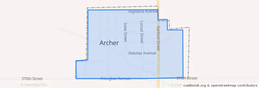 Mapa de ubicacion de Archer.