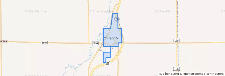 Mapa de ubicacion de Hospers.