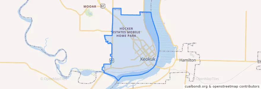 Mapa de ubicacion de Keokuk.