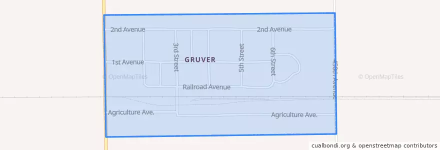 Mapa de ubicacion de Gruver.