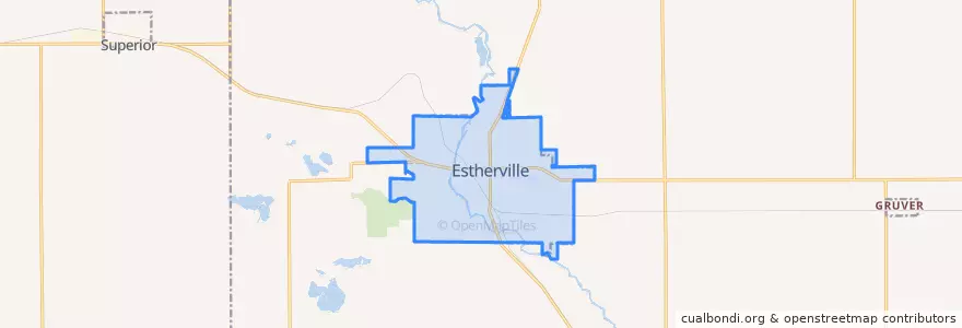 Mapa de ubicacion de Estherville.