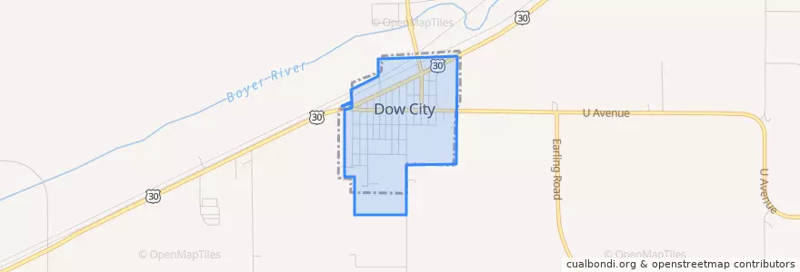 Mapa de ubicacion de Dow City.