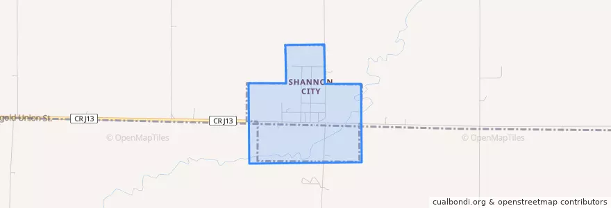 Mapa de ubicacion de Shannon City.