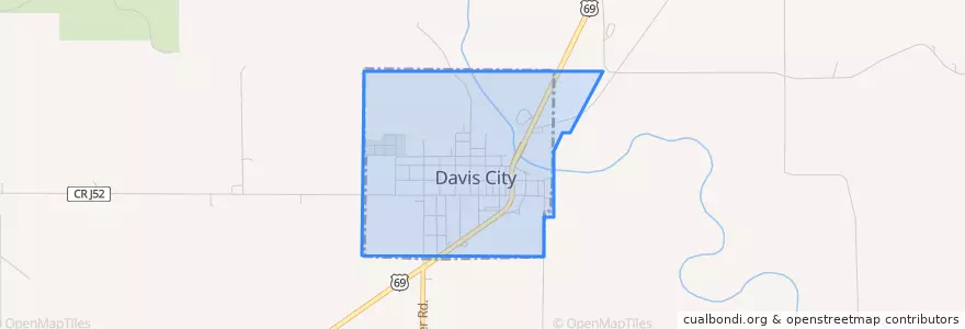 Mapa de ubicacion de Davis City.