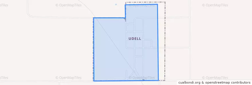 Mapa de ubicacion de Udell.