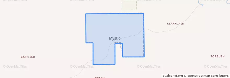 Mapa de ubicacion de Mystic.