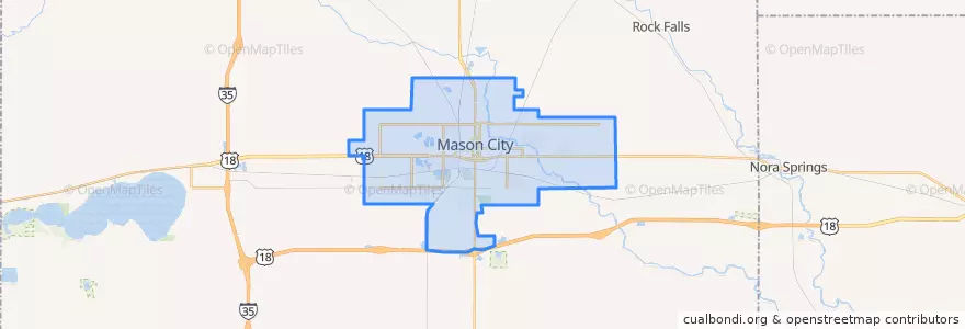 Mapa de ubicacion de Mason City.
