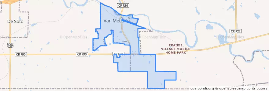 Mapa de ubicacion de Van Meter.