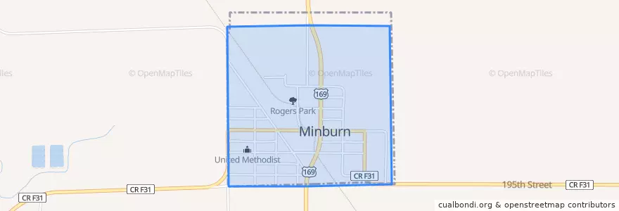 Mapa de ubicacion de Minburn.