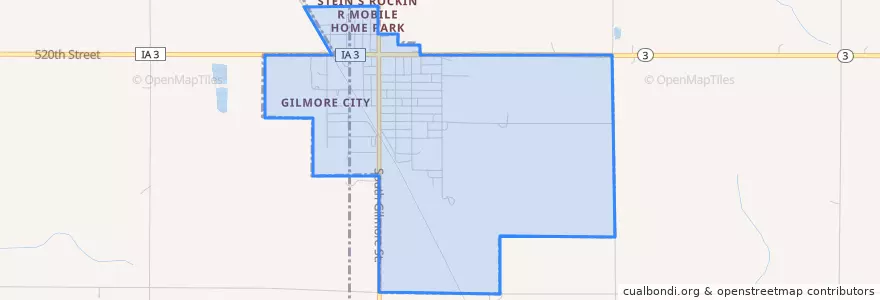 Mapa de ubicacion de Gilmore City.