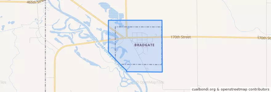 Mapa de ubicacion de Bradgate.