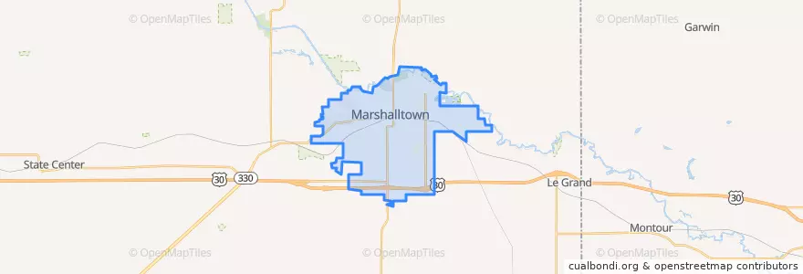 Mapa de ubicacion de Marshalltown.