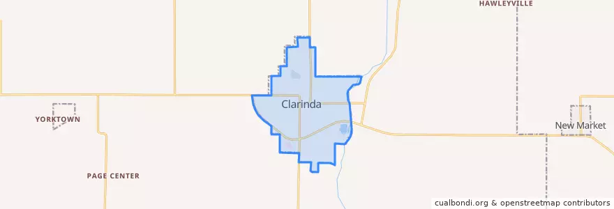 Mapa de ubicacion de Clarinda.