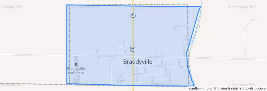Mapa de ubicacion de Braddyville.