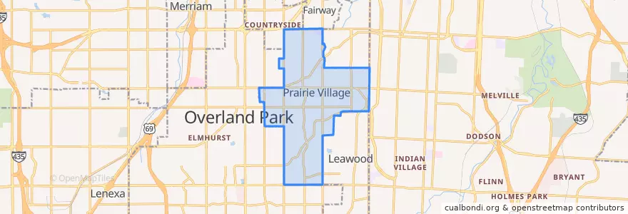 Mapa de ubicacion de Prairie Village.