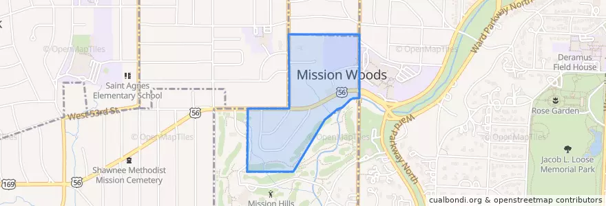Mapa de ubicacion de Mission Woods.