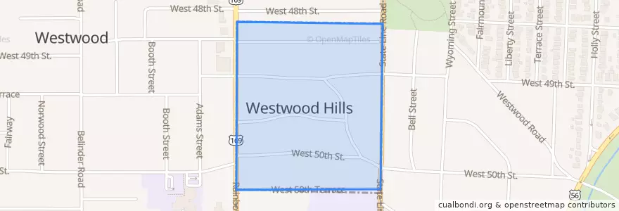 Mapa de ubicacion de Westwood Hills.